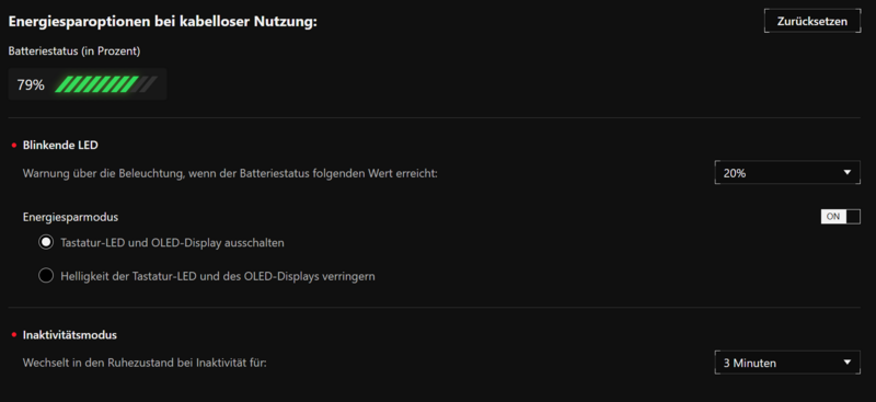 ASUS ROG Azoth 96 HE Gear Link - Energieoptionen ASUS ROG Azoth 96 HE Gear Link - Energieoptionen
