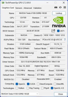Tesla V100 SXM2 GPUz Tesla V100 SXM2 GPUz