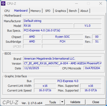 ACEMAGIC RX16 CPUz Motherboard