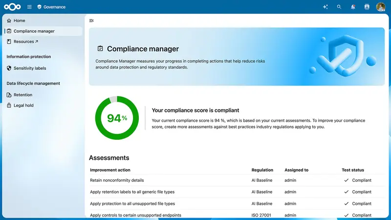 Nextcloud Governance compliance manager Nextcloud Governance compliance manager