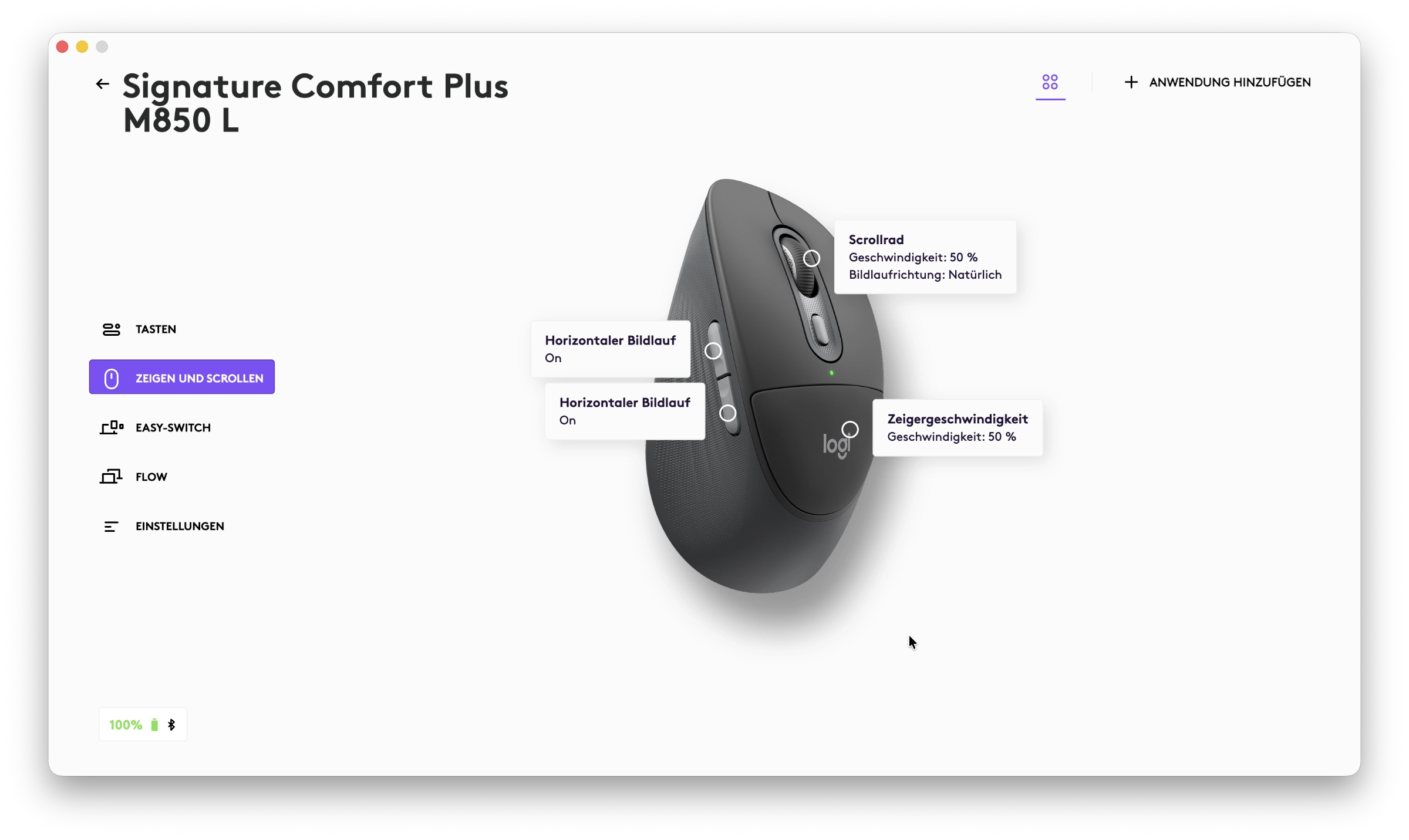 Logitech M850L Options Einstellungen Logitech M850L Options Einstellungen