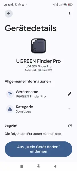 UGREEN FineTrack Duo Android Trackerdetails