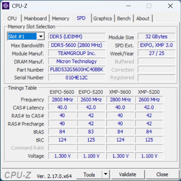 MSI MEG Vision X AI - CPUz Intel Core Ultra 9 285K SPD RAM MSI MEG Vision X AI - CPUz Intel Core Ultra 9 285K SPD RAM