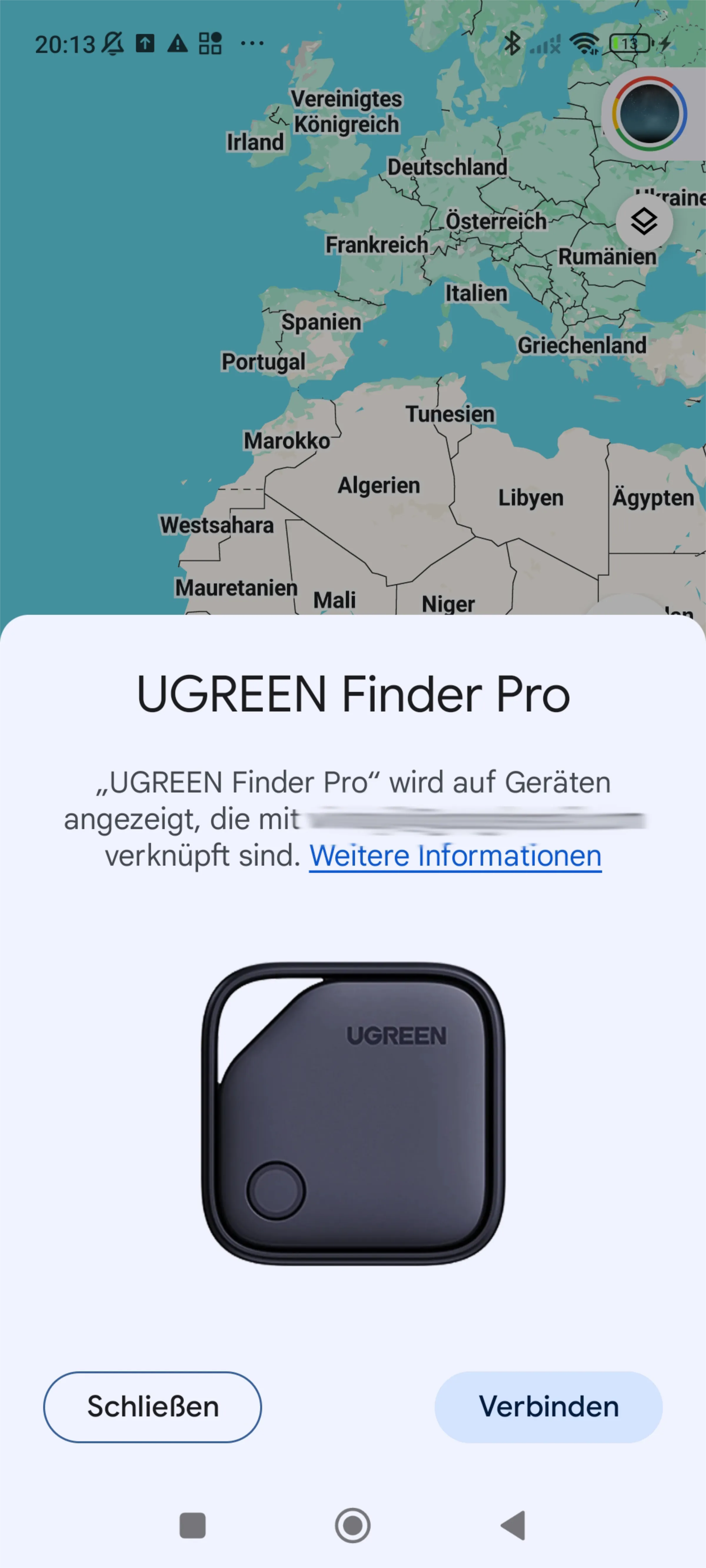 UGREEN FineTrack Duo Android Verbindung