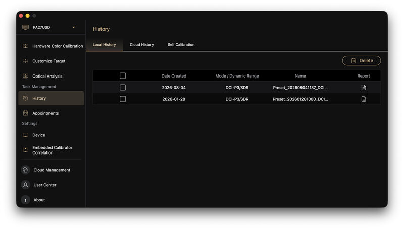 ASUS ProArt Display OLED PA27USD Calibration Profile Log ASUS ProArt Display OLED PA27USD Calibration Profile Log