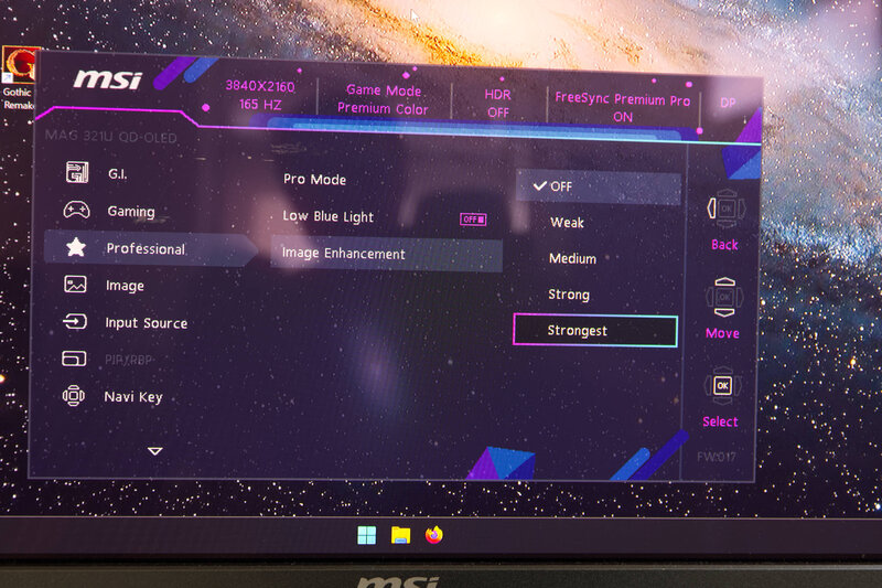 MSI MAG 321UPDE OSD Pro Image Strong