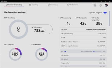 MSI MEG Vision X AI - MSI Center Hardware