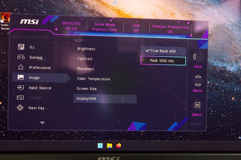 MSI MAG 321UPDE OSD Image HDR