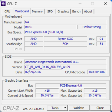 Acemagic RX16 CPUz Motherboard