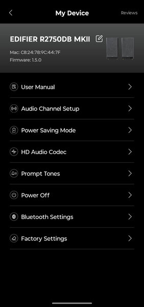 Edifier R2750DB MKII ConneX App Einstellungen