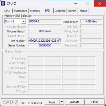 Acemagic RX16 CPUz SPD