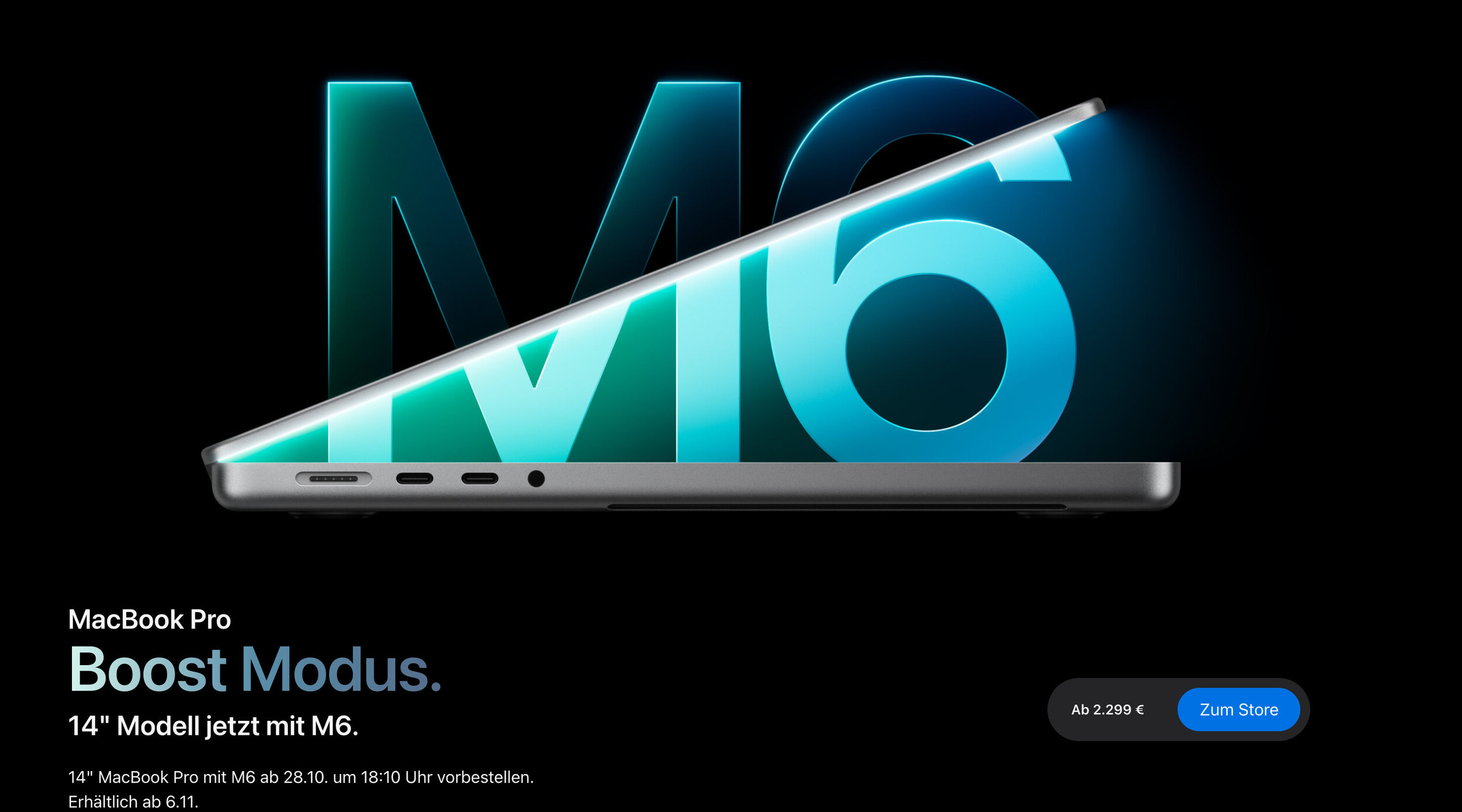 Apple 14 Zoll MacBook Pro mit M6 Chip  Image © Apple