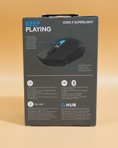 Logitech G305 X Superlight Back of Package Logitech G305 X Superlight Back of Package