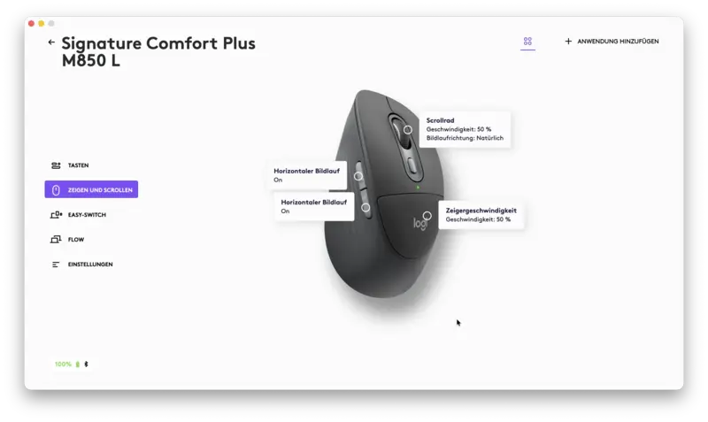 Logitech M850L Options Einstellungen Logitech M850L Options Einstellungen
