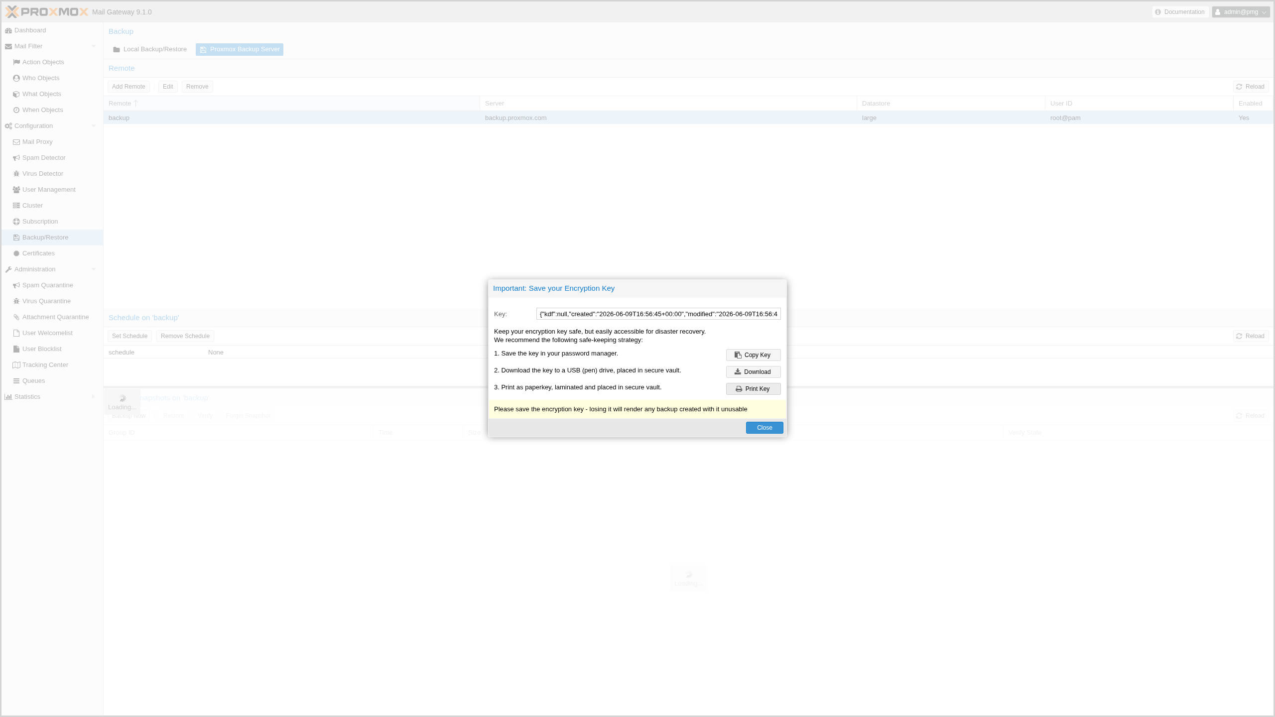 Proxmox Mail Gateway 9 1 Backup Encryption