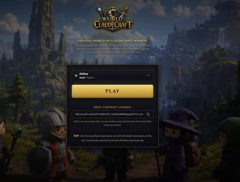 World of Claudecraft Website World of Claudecraft Website
