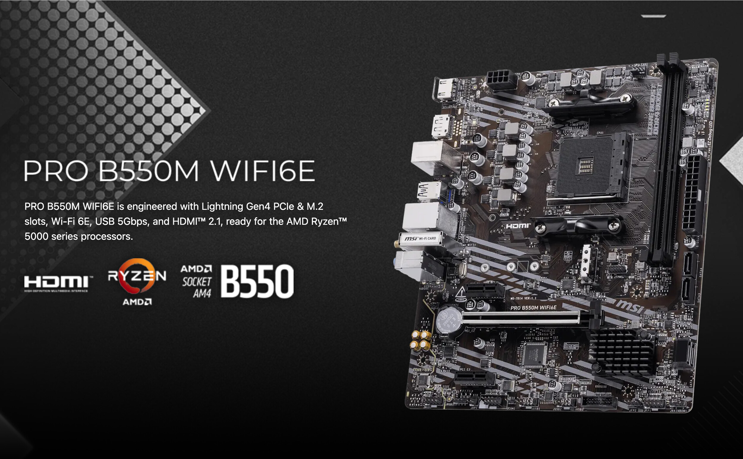 MSI PRO B550M WIFI6E  Image © MSI