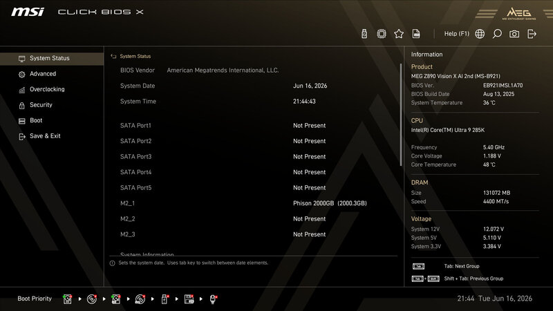MSI MEG Vision X AI BIOS Info MSI MEG Vision X AI BIOS Info