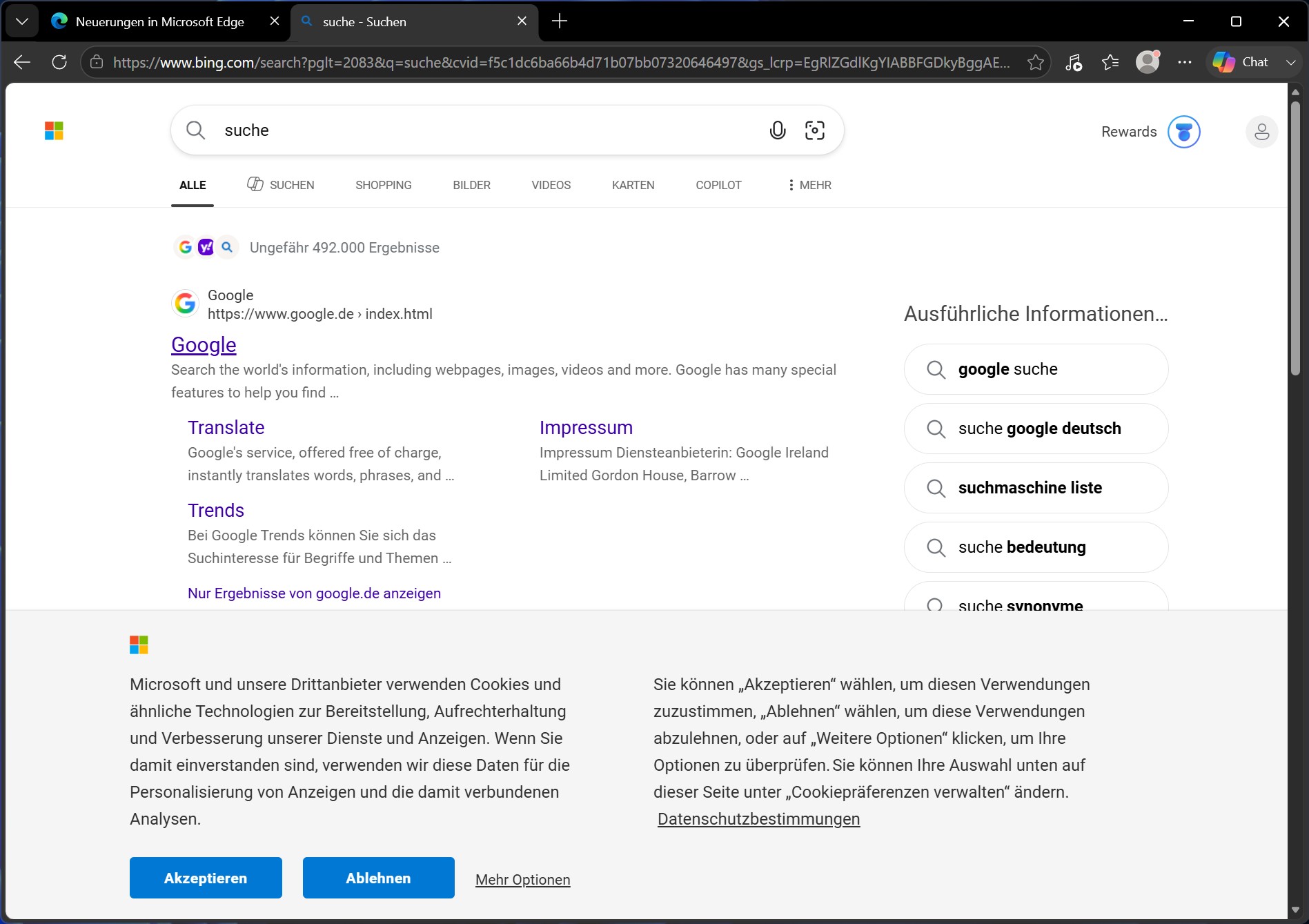 Microsoft Edge: Set Google as the default search engine in Microsoft Edge