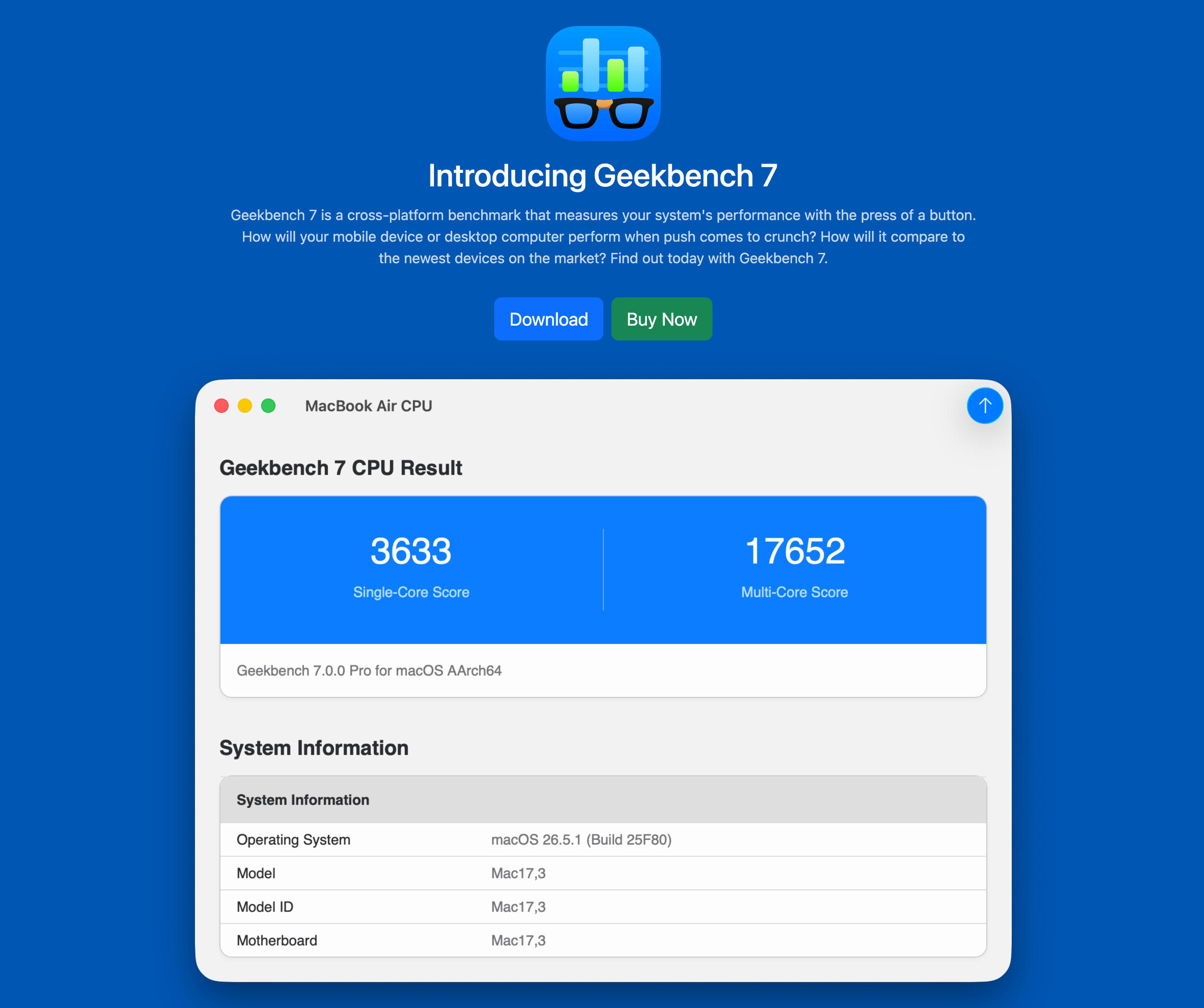 Geekbench 7 Download  Image © Primate Labs Inc.