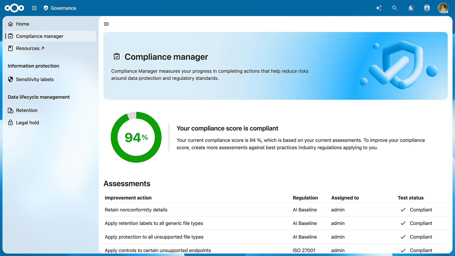 Nextcloud Governance compliance manager Nextcloud Governance compliance manager