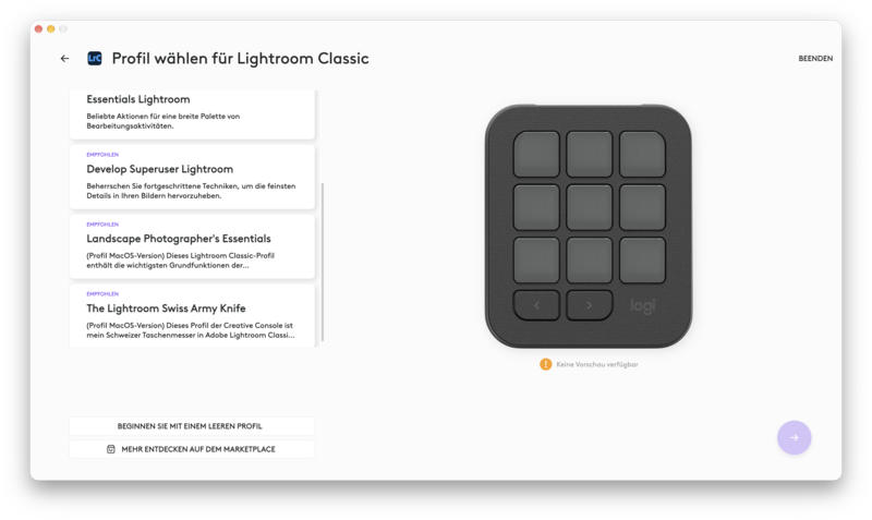 Logitech MX Keypad Options: Profile Selection for Lightroom Logitech MX Keypad Options: Profile Selection for Lightroom