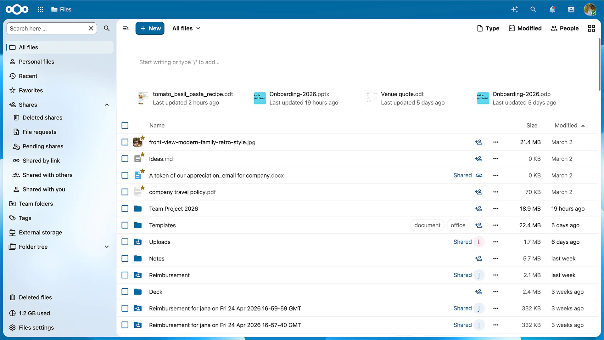 Nextcloud Hub 26 Spring Revise left navigation design  Image © Nextcloud