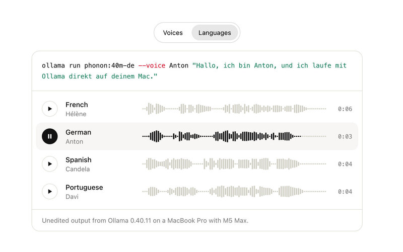 Ollama lokale Text to Speech Sprachen Ollama lokale Text to Speech Sprachen